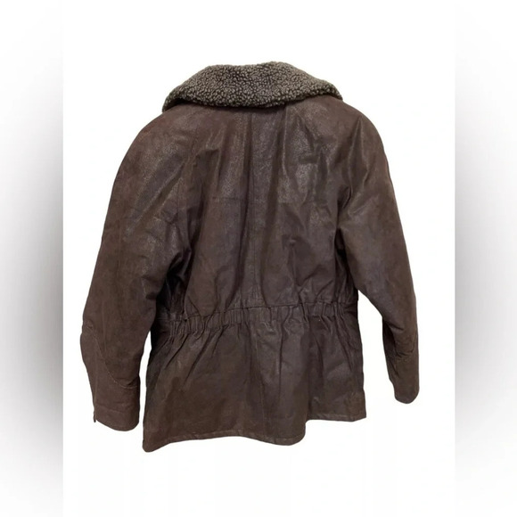 Brown grain leather bomber jacket - Picture 4 of 5